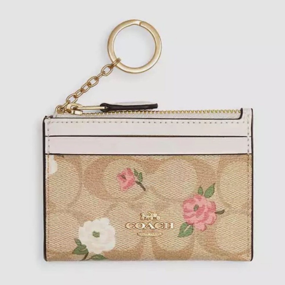 Coach Mini Skinny Id Case in Light Khaki Chalk Multi